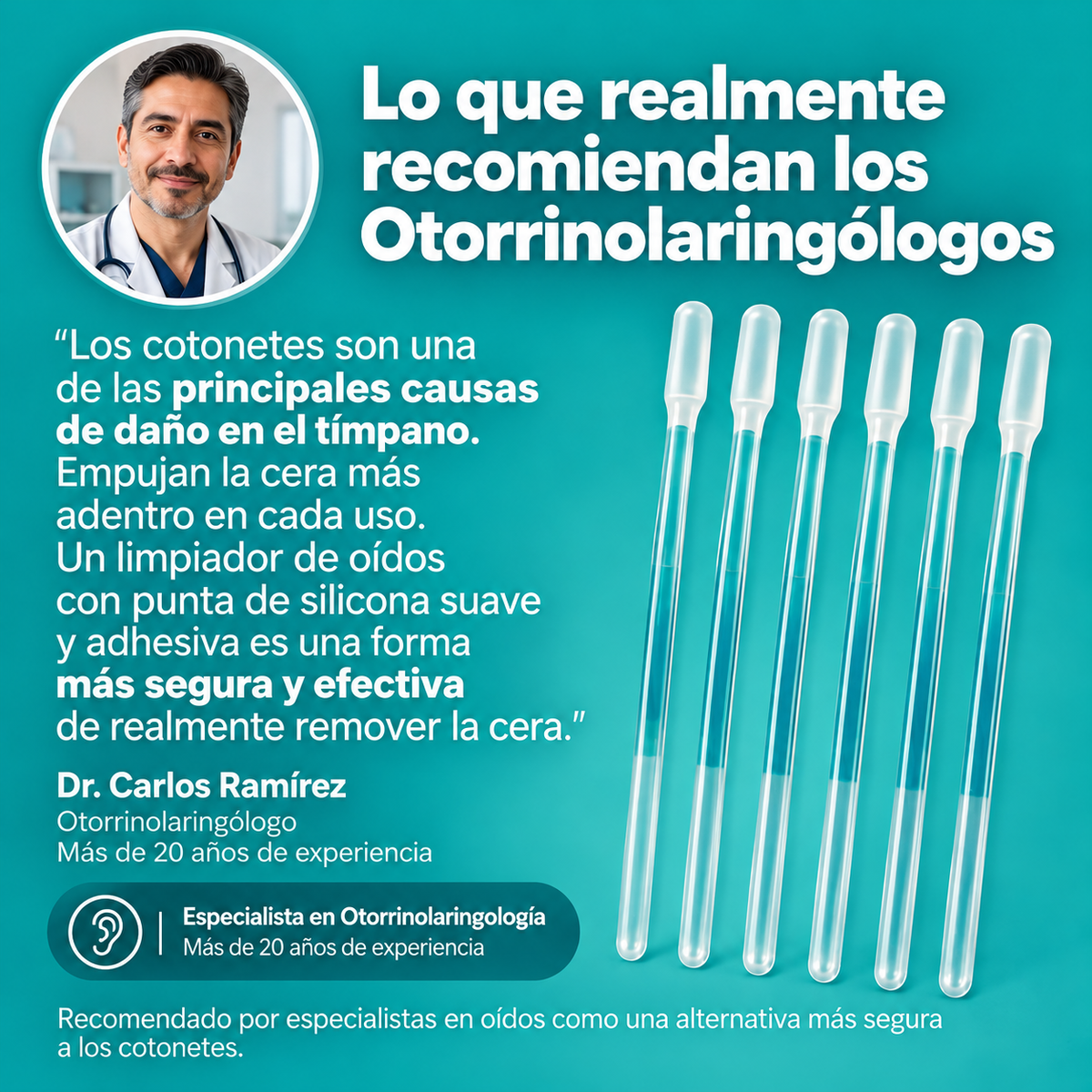 Limpiador de oídos que atrapa la cera